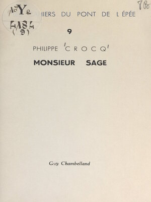 cover image of Monsieur Sage